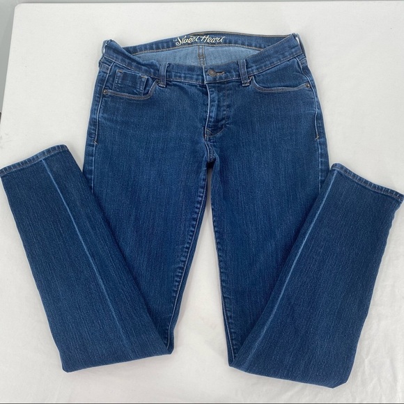 OLD NAVY Sweet Heart Skinny Mid Rise Dark Wash Blue Denim Jeans Women's Size 4 R - Picture 2 of 7